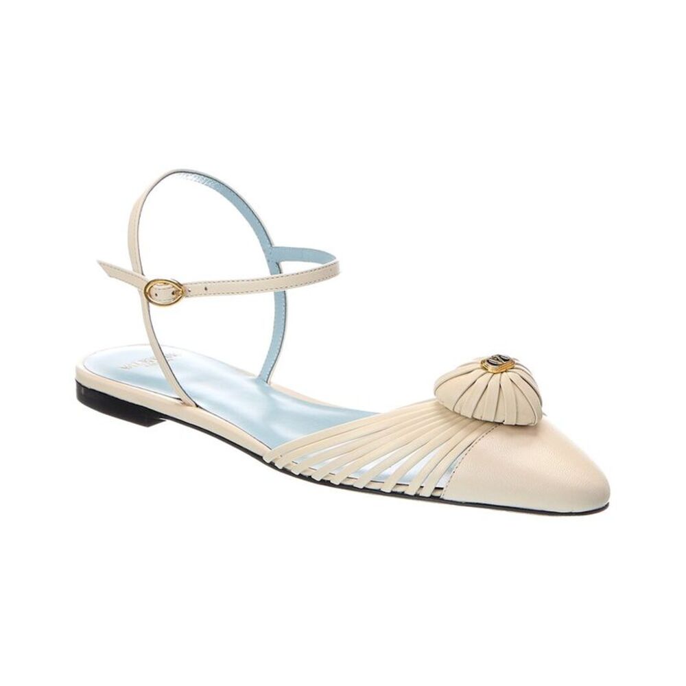 Valentino Vlogo Signature Leather Sandal, White